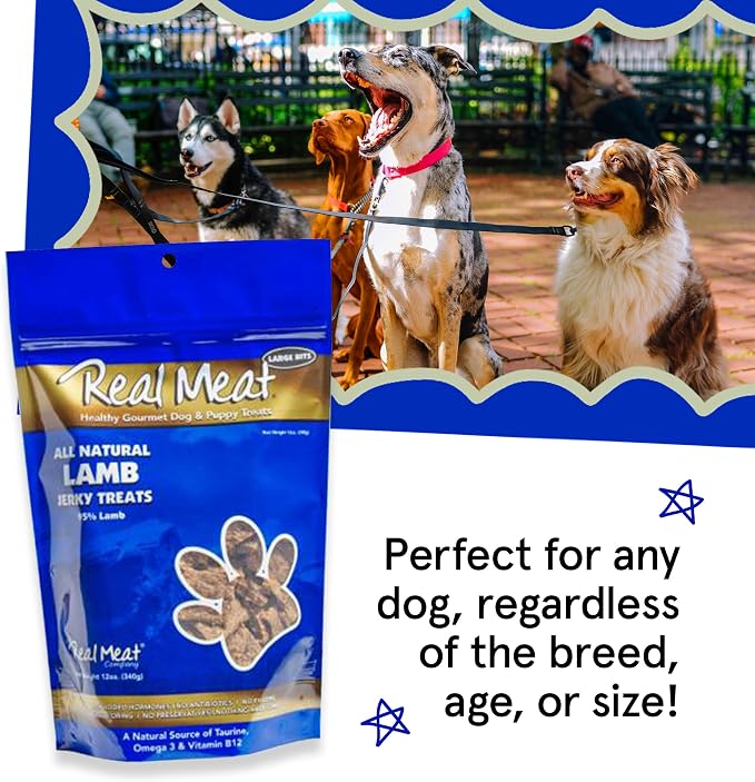 TRMC Real Meat Dog Treats - 12oz Bag of Bite-Sized Air-Dried Lamb Jerky for Dogs - Grain-Free Jerky Dog Treats, Free-Range, Grass Fed Lamb - All-Natural High Protein