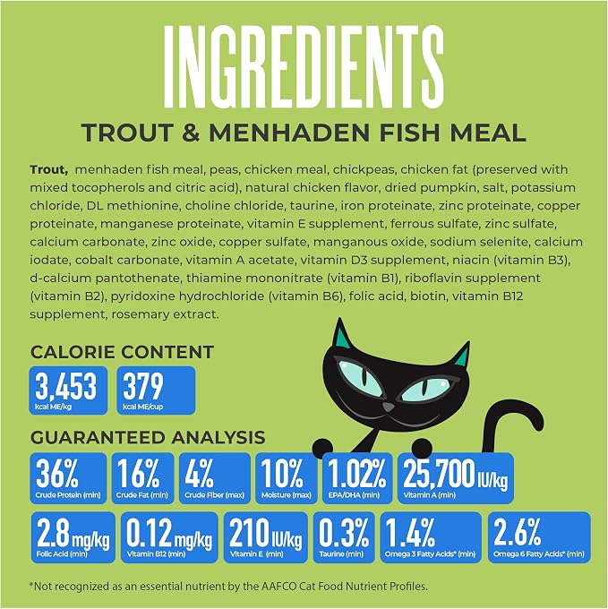 Tiki Cat Born Carnivore Dry Cat Food, Trout & Menhaden Fish Meal | Supports Healthy Weight and Immune System, Crunchy Kibble Texture, 66 Percent Animal Ingredients, Grain Free Recipe