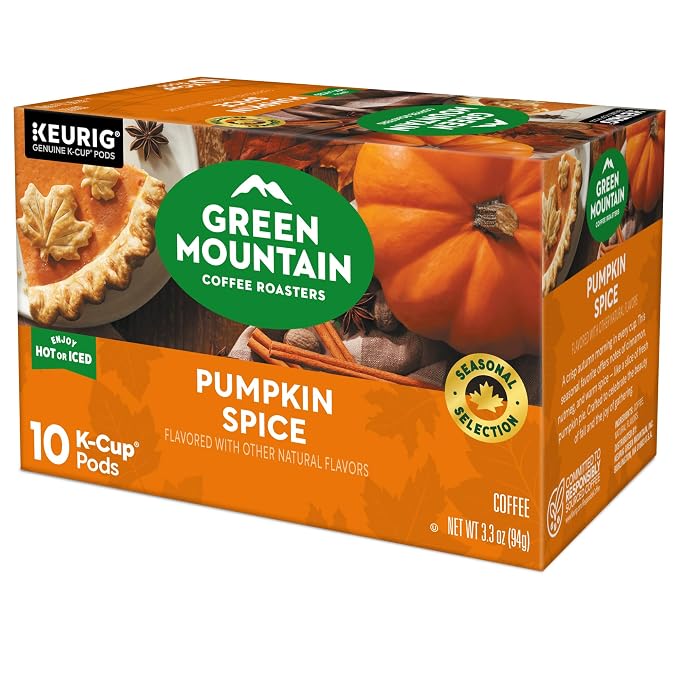 Green Mountain Coffee Roasters Pumpkin Spice, Keurig Single-Serve K-Cup Pods, Light Roast Coffee, 60 Count (6 Packs of 10)