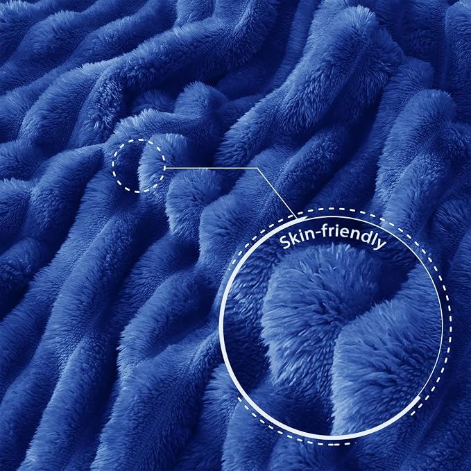 Exclusivo Mezcla Striped Fleece Throw Blanket for Couch, Sofa, Bed, 50"x60" | Soft Breathable Cozy Bed Blankets, Lightweight Plush Fluffy Fuzzy Jacquard Decorative Blankets