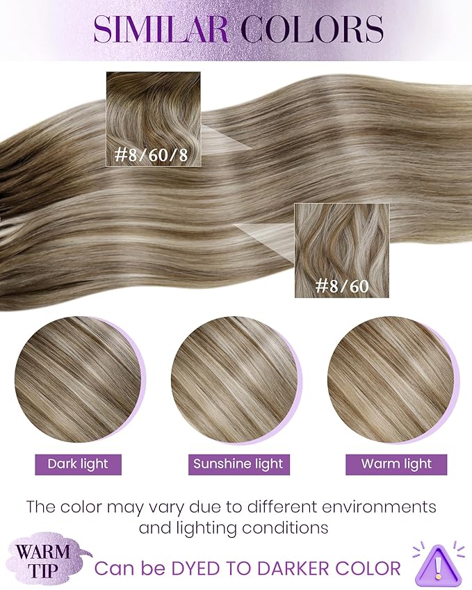 LaaVoo I Tip Hair Extensions Brown Ombre Platinum Blonde Mix Medium Brown ITips Hair Extensions Pre Bonded I Tips Extensions Real Human Hair Silky Long Straight 50g/50s 22 Inch