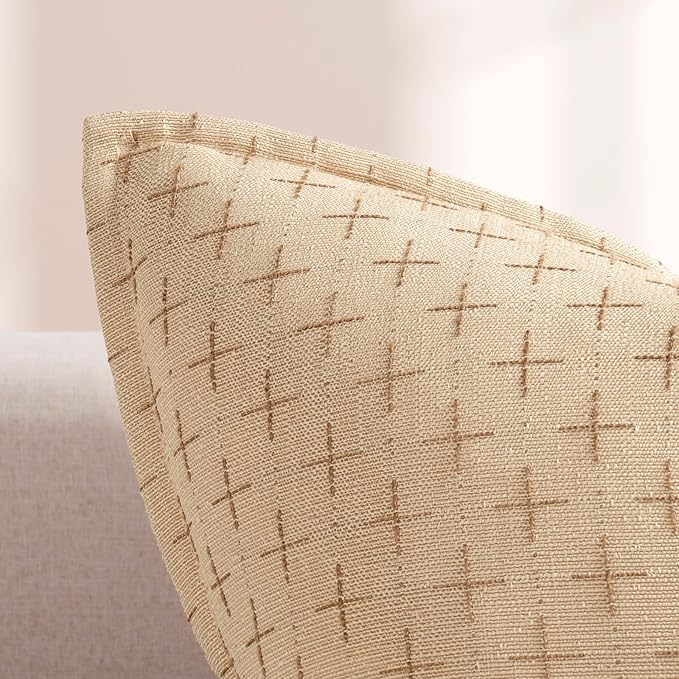 Pillow Covers 22x22 Set of 2 Soft Polyester Textured Pillow Covers with Stylish Flange Edge Cozy Farmhouse Throw Pillows for Couch Bed Sofa Living Room