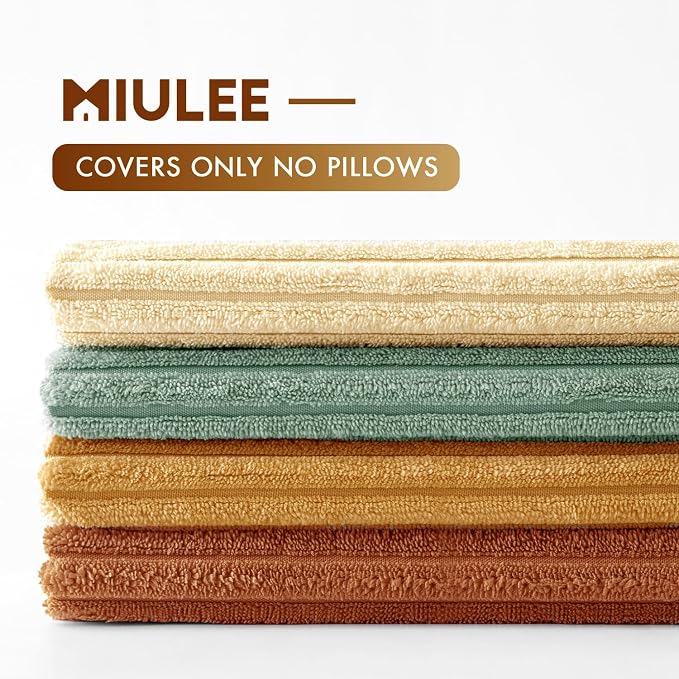 MIULEE Soft Corduroy Decorative Throw Pillow Covers Orange Teal 20x20 | Set of 4, Mordern Rustic Home Decor, Retro Vintage Set, Boho Farmhouse Cushion Covers for Couch Bed Sofa Living Room