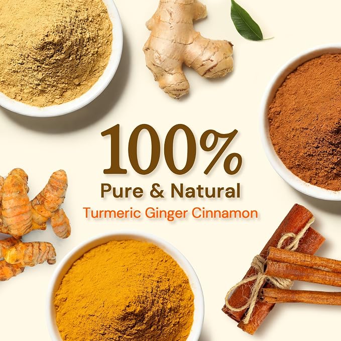 Turmeric Ginger Cinnamon Tea Bags, Turmeric Ginger Herbal Tea, No Sugar, No Caffeine, 50 Teabags