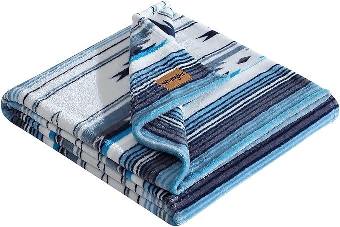 Wrangler - Blanket, Super Soft Plush Bedding, Yellowstone Inspired Throw Blanket for Couch or Bed (Coyote Sands Blue, 50" x 70")