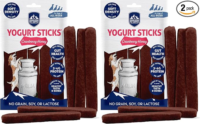 Himalayan Dog Chew Cranberry Honey Yogurt Sticks for Dogs | Protein-Rich Treats with Prebiotics & Probiotics | Lactose-Free, Grain-Free, Gluten-Free | Healthy Yogurt Chews for All Breeds | 5 Count
