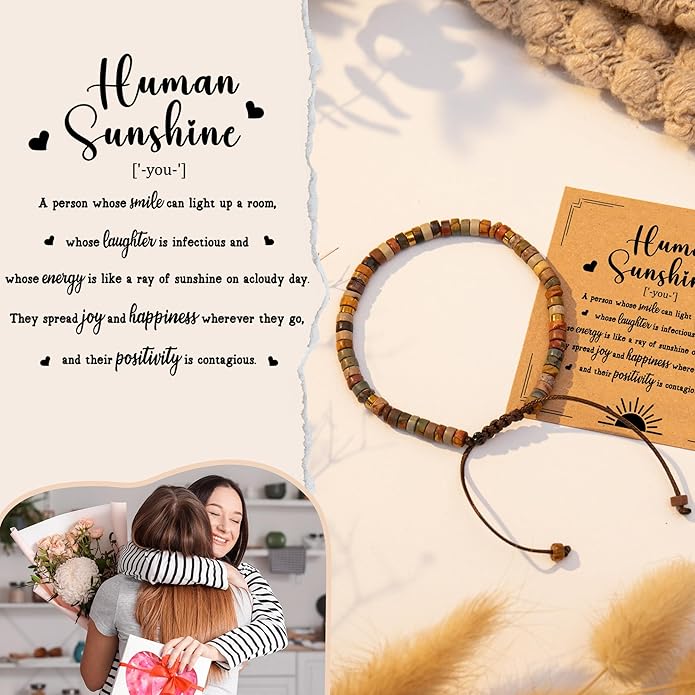 Inspirational Gifts Bracelets for Women: Valentines Mothers Day Birthday Gifts for Women Friends Sister Mom - Healing Natural Stone Beads Bracelets Thinking of you Get Well Soon Gift for Women