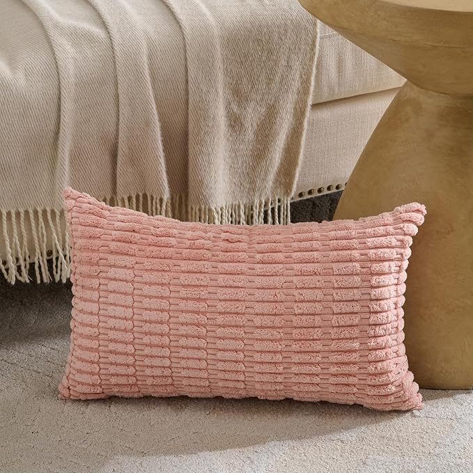 Fancy Homi 4 Packs Decorative Throw Pillow Covers for Living Room Couch Bed, Modern Farmhouse Boho Home Décor Accent Cushion Case, 20" x 12", Pink Series