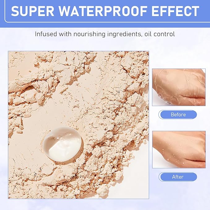 Maycheer Face Powder, Setting Powder, Lasting Waterproof Oil Absorbing Pressed Powder Compact, Lightweight Finishing Powder (Natural Beige)