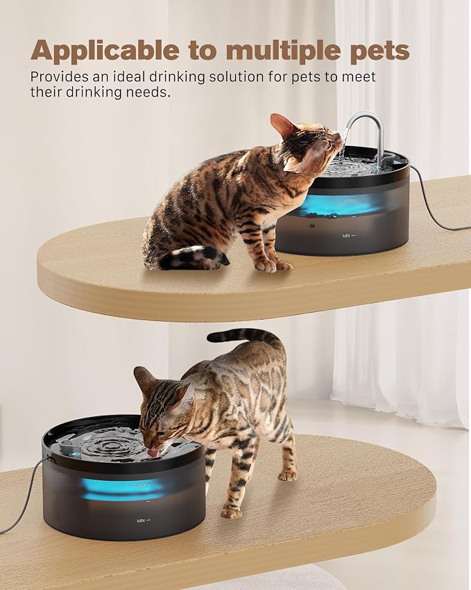 Cat Water Fountain: 108oz/3.2L Cat Fountain Super Silent Pet Drinking Dispenser - Water Fountains for Kitty Indoor - Quiet Pump and Faucet Design - Suitable for Cats and Dogs - BEMOONY | BPA-Free Pet Water Fountain - Water Fontains for Cats Indoor - Su...