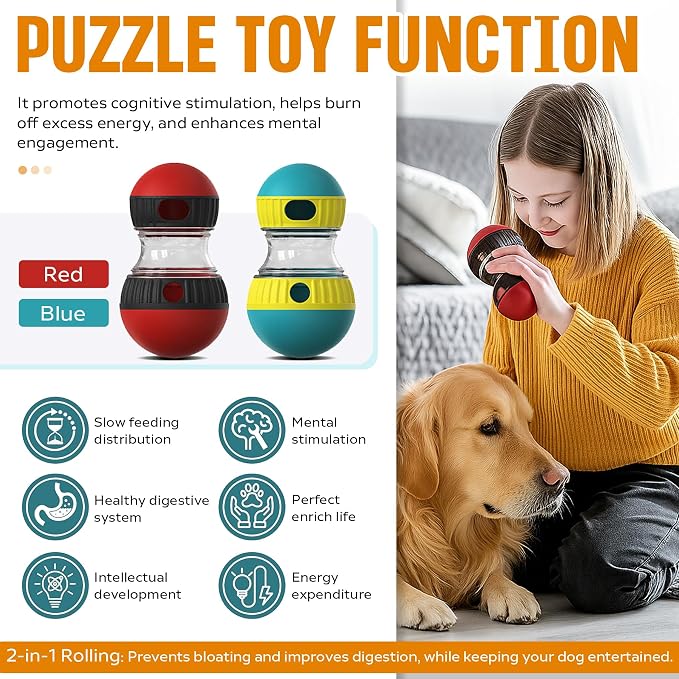 Interactive Dog Treat Dispenser Ball, Adjustable Puzzle Toy for Mental Stimulation and Slow Feeding, Food Grade ABS, Red and Blue, for Small Medium Large Dogs (Green)