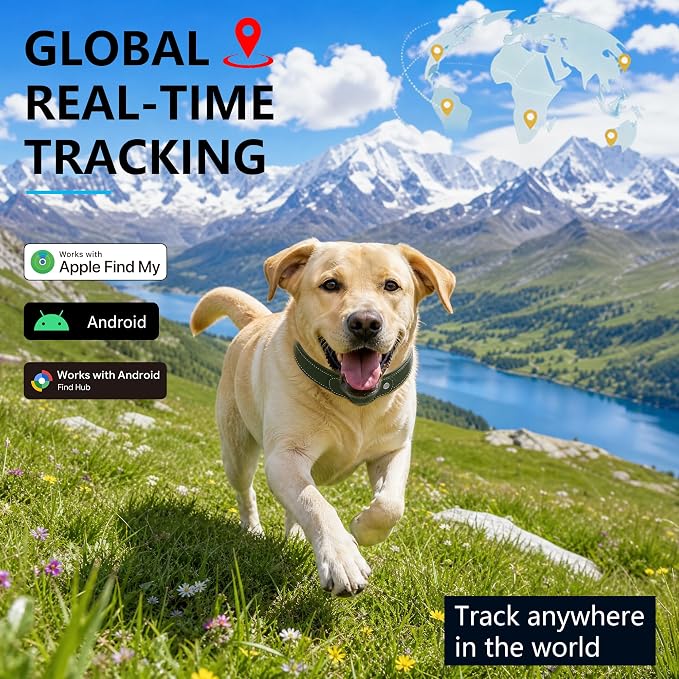 New GPS Tracker for Dogs: Smart Pet Collar with Real-Time Tracking,No Monthly Fee/Subscription (iOS & Android) Waterproof, Anti-Lost,365-Day Long Battery Life GPS Tracker Dog Collar(Tracker Included)