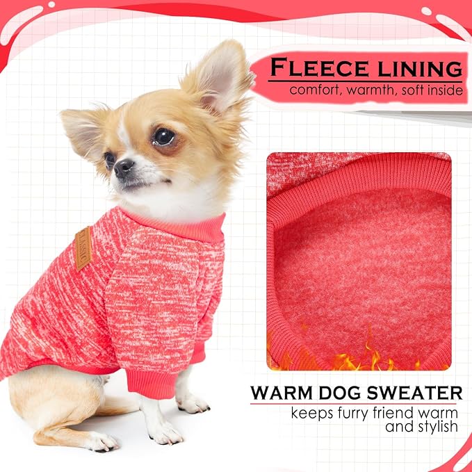 2 Pieces Dog Sweaters for Small Dogs Fall Dog Clothes Female Winter Fleece Puppy Sweaters Warm Outfit Pet Small Sweater for Boy Girl Dogs Yorkie, Chihuahua, Bulldog, Dachshund, Pug, X-Large