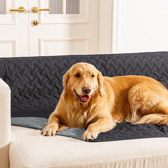 gogobunny 100% Double Sided Waterproof Dog Blanket Soft Pet Bed Cover Reversible Protect Furniture Couch Sofa Car for Puppy Cat (Dark Charcoal/Light Charcoal, 40x50 Inch (Pack of 1))