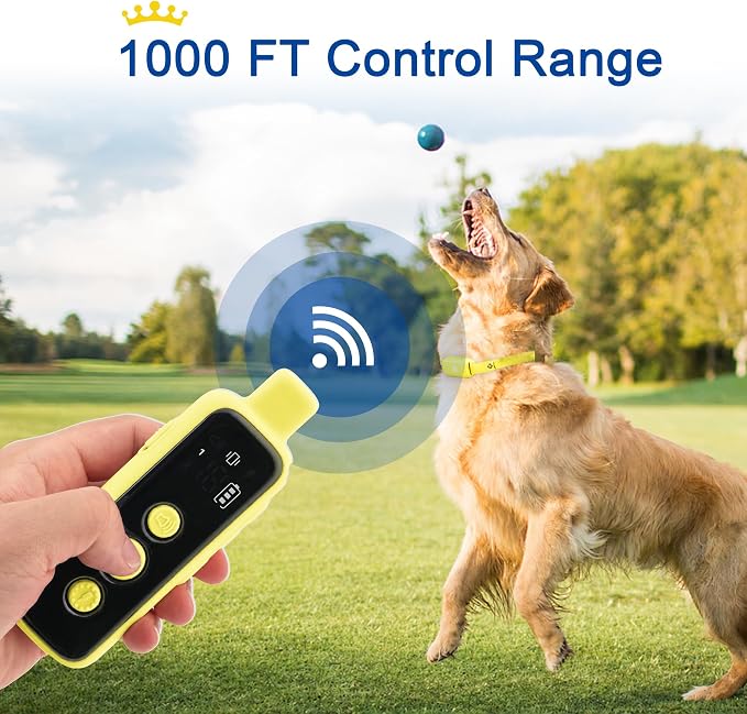 Bousnic Dog Shock Collar for 2 Dogs - (8-120lbs) Waterproof Rechargeable Electric Dog Training Collar with Remote for Small Medium Large Dogs with Beep Vibration Safe Shock Modes(Yellow)