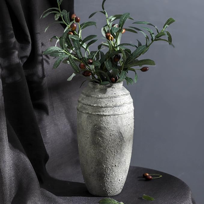 Large Ceramic Flower Vase, 12.87 Inch Tall Vase for Home Decor | Vintage Pottery Vase Adds Rustic Farmhouse Charm to Living Room, Shelf, Entryway and Table Decor, Ideal for Pampas Grass