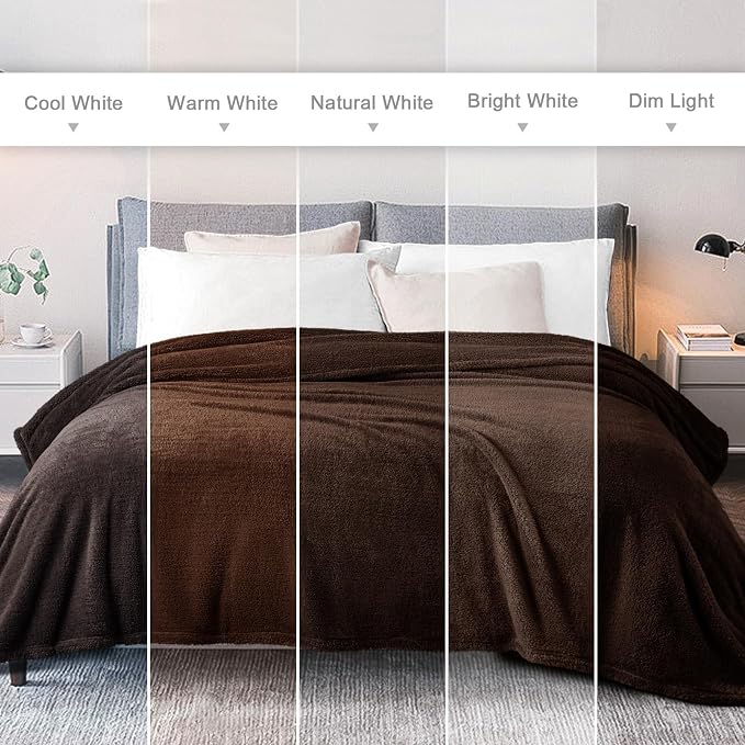 Exclusivo Mezcla Soft Plush Fleece Queen Size Blankets for Bed Living Room | Lightweight Fuzzy Fluffy Large Blanket for All Seasons, Cozy Velvet for Women Men, Machine Washable, 90"x90", Coffee