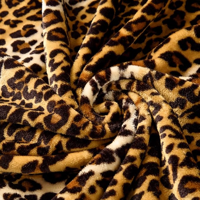 Bnuitland Leopard Print Fleece Flannel Throw Blanket for Bed Sofa Travel, 300 GSM Double Sided Super Soft Fuzzy Fluffy Cheetah Print Blanket for Adults and Kids, 50×60 inch