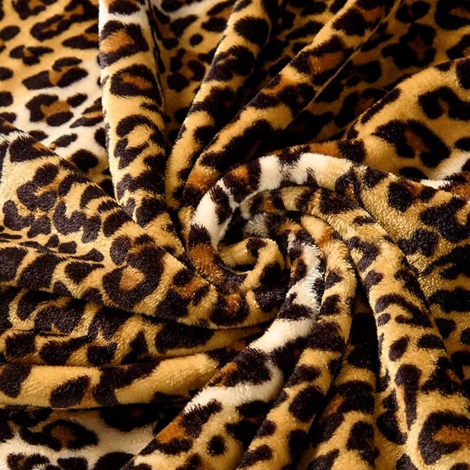 Bnuitland Leopard Print Flannel Twin Size Blanket for Bed Sofa Couch Travel, 300 GSM Double Sided Super Soft Fuzzy Fluffy Cheetah Print Blanket for Adults and Kids, 60x80 inch