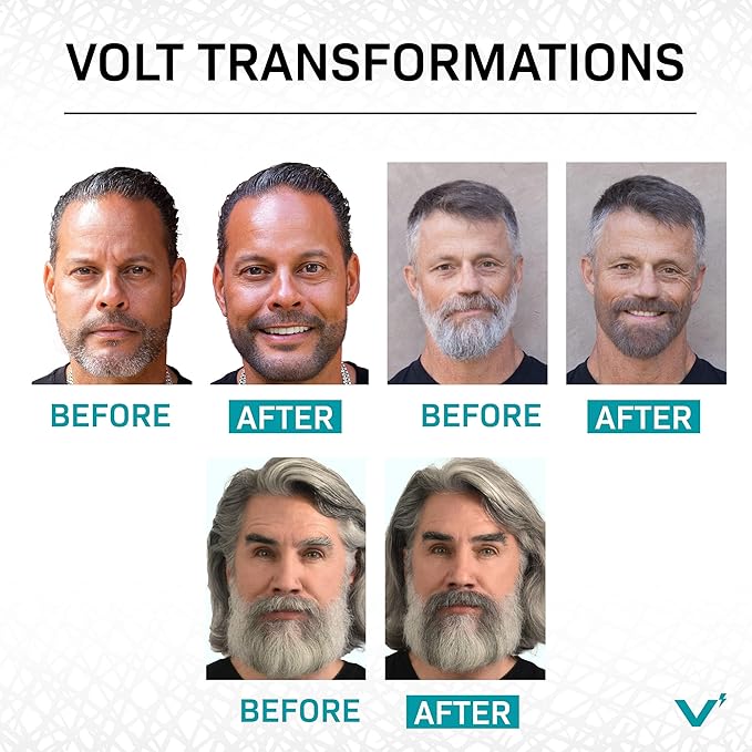 VOLT Grooming Temporary Instant Beard Color Single Pack - Quick Drying Plant Based Hypoallergenic Brush on Color for Beards, Mustaches, and Eyebrows - 0.35 Fl Oz (10 ml), Ebony (Brown/Black)
