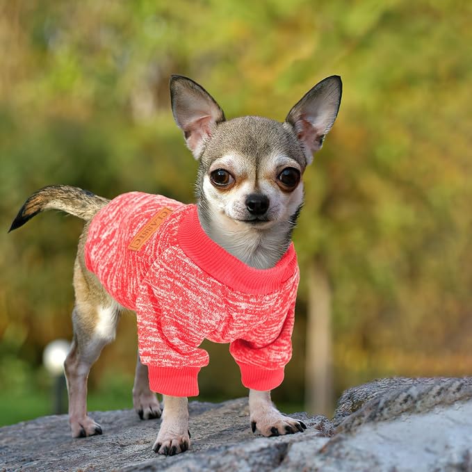 2 Pieces Dog Sweaters for Small Dogs Dog Clothes Female Winter Fleece Puppy Sweaters Warm Pet Outfit for Yorkie, Chihuahua, Bulldog, Dachshund, Pug