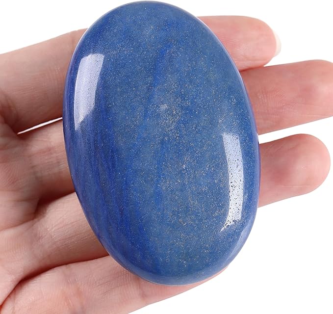 ZHIYUXI 2.4" Blue Aventurine Crystals Gemstones and Crystals and Stones Crystal Decor Energy Balancing Therapy Polished Stones Palm Stone Mediation Gifts 1PC