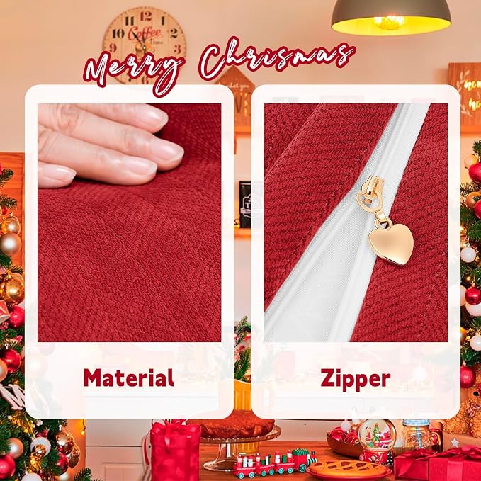Red Pillow Covers 26x26 Set of 2 Chenille Throw Red Pillows Cushion Covers with Elegant Design Soft and Luxurious Decorative Pillows for Couch, Bed, and Home Decor