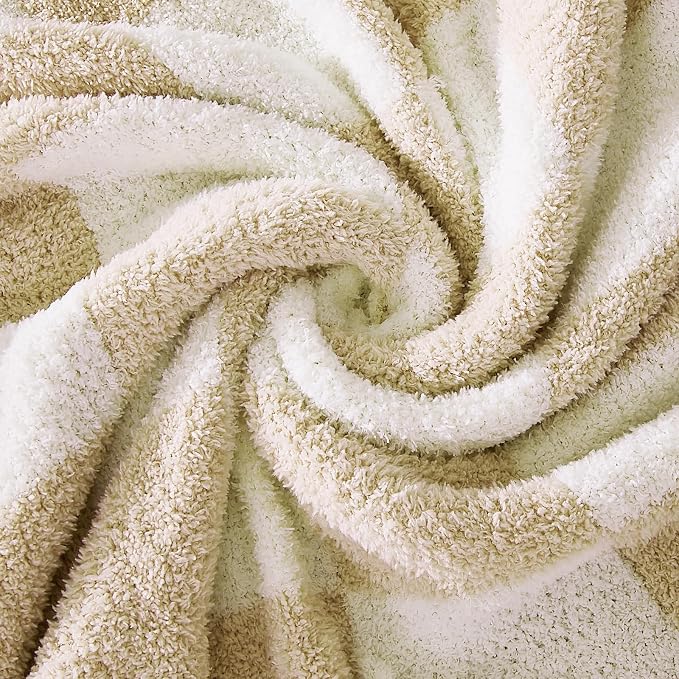 Soft Checkered Throw Blanket for Couch-Cozy Warm Knitted Blankets | Lightweight Warm Fluffy Decor for Women, Mom, Her & Girls, Sofa, Chair, Bed, 50x70in, Beige