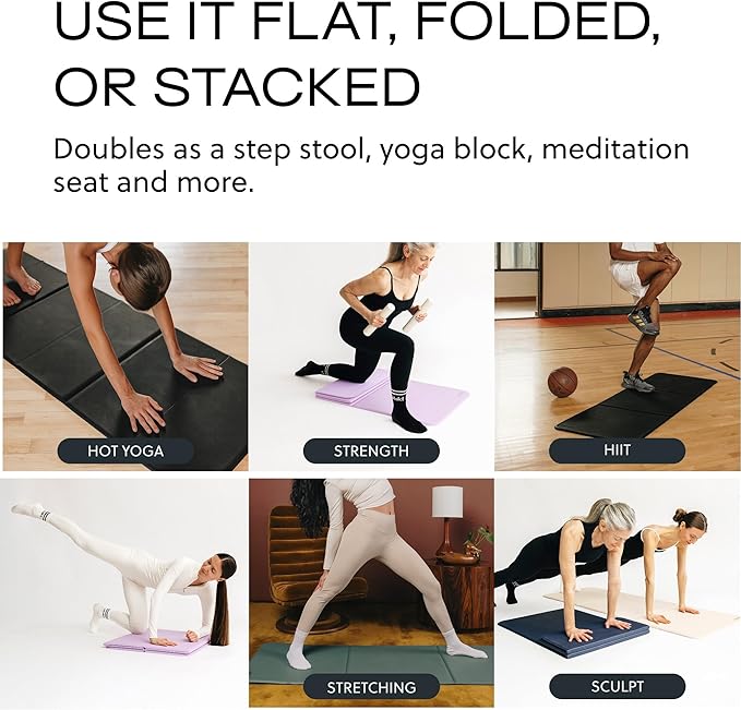 Stakt Foldable Yoga Mat Pro, 2 in 1 with Premium Textured Grip, Non Slip, Folding Exercise and Fitness Mat for Pilates, Strength Training, and High Impact Workouts