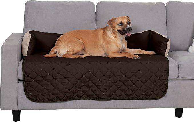 Furhaven Water-Resistant & Reversible 42" Wide Seat Cover Protector for Dogs & Cats, Perfect for Couches, Beds, & Car Seats - Sofa Buddy Bolster Seating Protector - Espresso/Clay, Large