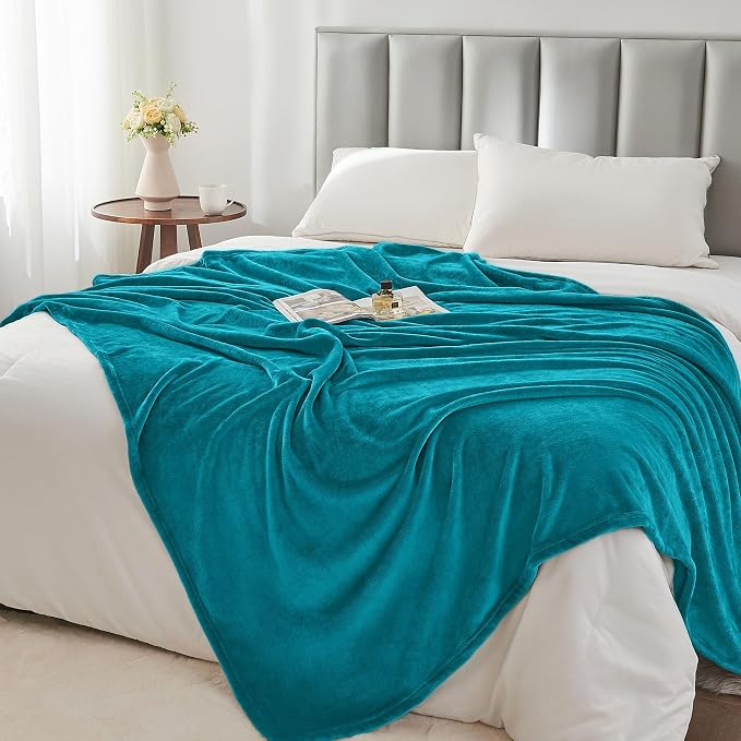 BEDELITE Fleece Blanket Soft Plush Queen Size Bed Blanket Teal Blue 90"x90" | Ultra Soft Fleece, Plush Microfiber, Lightweight Warmth, All Season Comfort, Fade Resistant, Machine Washable,Perfect for Bed