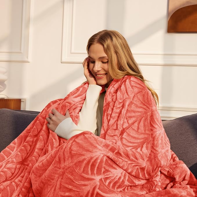 Whale Flotilla Soft Flannel Fleece King Size Bed Blanket, Coral | Cozy Lightweight Breathable Coverlet, Plush Fluffy Bedspread, Vintage Pattern Decorative Blanket for Bed All Season, 90"x104"
