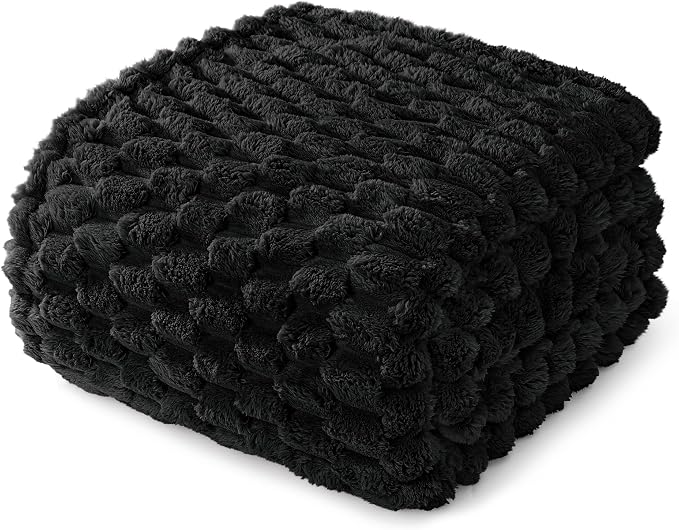 Whale Flotilla Soft Fleece Twin Size Bed Blanket Luxury 3D Jacquard, Black | Lightweight Coverlet Bedspread, Super Cozy Plush Fluffy Fuzzy All‑Season Decorative Blanket for Bed, Dorm Essentials, 60"x80"