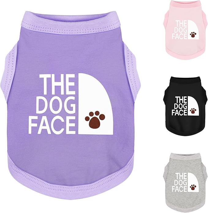 Personality Canine Attire: Soft, Lightweight Cotton Dog Clothes with 'The Dog Face' Print. Small and Medium Breeds, Perfect for Everyday Wear, Comfortable and Breathable Dog Shirt Purple 3XL