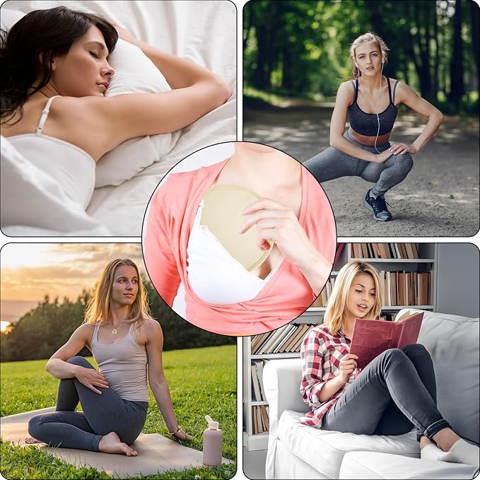 4 Pcs Reusable Castor Oil Packs for Breast, Soft Organic Cotton with Anti Leakage Design, Breast Pads for Women Compress Relaxing Comfort (Oil Not Included)