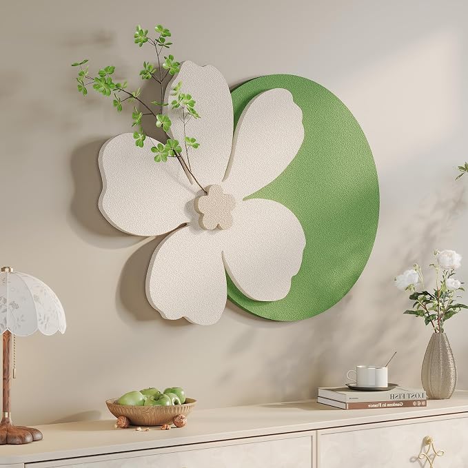 3D Textured Sage Green Minimalist Wall Art Decor, Boho Beige Botanical Floral Artwork for Walls, Cream Sandstone Texture Wall Decor for Living Room, Dining Room, Bedroom, Hallway, Home Office