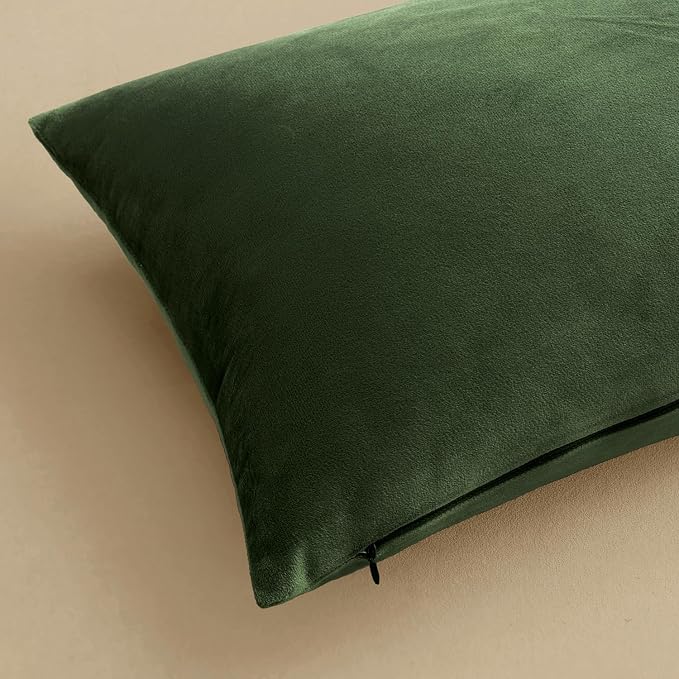 MIULEE Velvet Throw Pillow Covers 16x16 Inch Pack of 2 Moss Green | Soft Solid Small Decorative Pillow Covers, Modern Luxury Home Decor, for Couch Chair Sofa Bedroom Livingroom Car