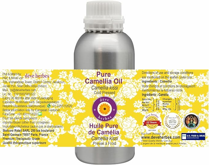 Greenwood Essential Pure Camellia Oil (Camellia kissi) Cold Pressed 630ml (21 oz)