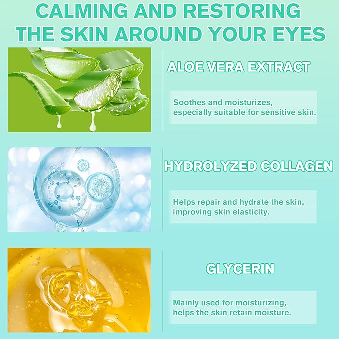 Aloe Vera Under Eye Gel Patches – Cooling Hydrating Eye Pads with Aloe, Refreshing Under Eye Mask for Sensitive Skin