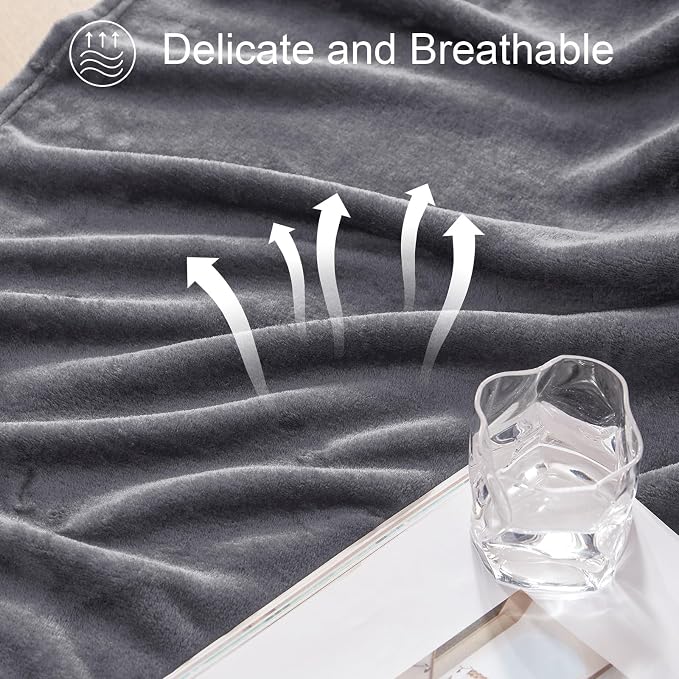 Exclusivo Mezcla Soft Fleece Blanket Queen Size for Bed, Dark Grey | 90x90 Inches, Double-Sided Brushed Flannel, Lightweight Plush Cozy Blanket for Home Decor, All Season, Machine Washable