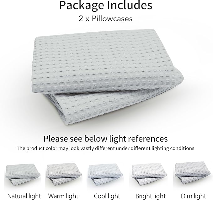 100% Egyptian Cotton 600 TC Waffle Weave Throw Pillow Covers 2 Pack | Ultra Soft Breathable Euro Pillow Shams Covers, Decorative Cushion Covers for Bed Couch Sofa Car, Gray, 26" x 26"