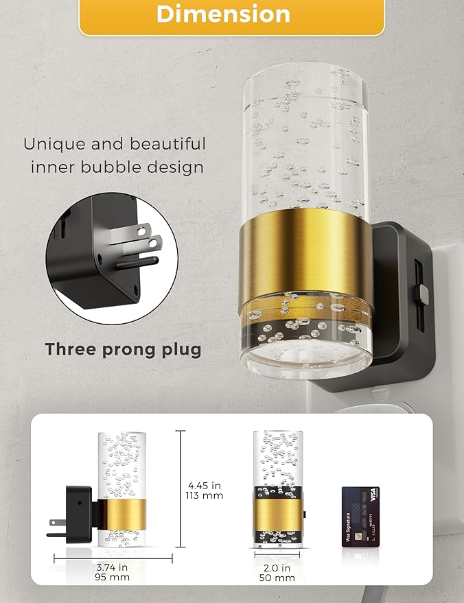 L LOHAS LED Night Lights Plug into wall, Soft Warm Night Light | Adjustable Brightness, Plug in Night Light, Auto Light Sensor, Wall Sconce-Style Design Nitelight, Bathroom, Hallway, 1 Pack