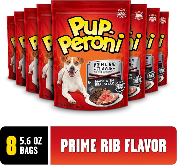 Pup-Peroni Prime Rib Flavor Dog Treats, 5.6 Oz. Bag, (Pack of 8)
