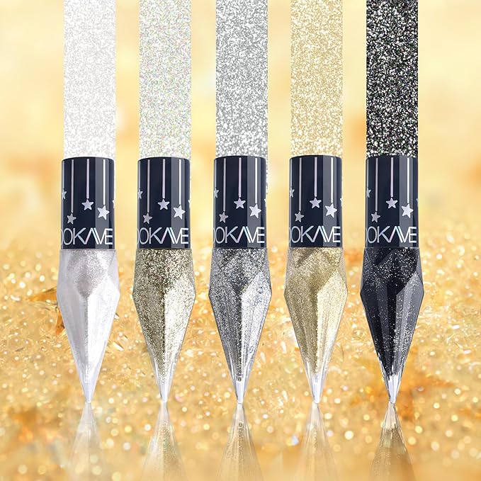 Glitter Liquid Eyeliner Colorful Set, 5 Colors Metallic Shimmer White Black Silver Gold Grey Eyeliner Waterproof Long Lasting Sparkle Glitter Liquid Eyeshadow Dazzling Valentines Eye Makeup for Women
