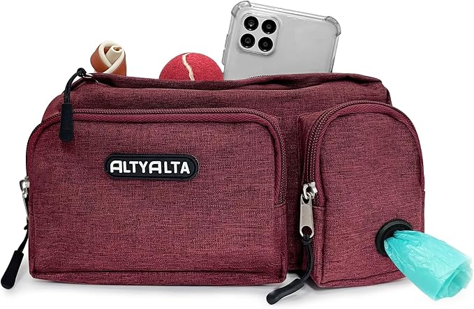EZ Dog Walking Fanny Pack, Dog Training Treat Pouch, Easy for Walking with Dogs, Belt Bag with 6 Pockets and Waste Bag Dispenser