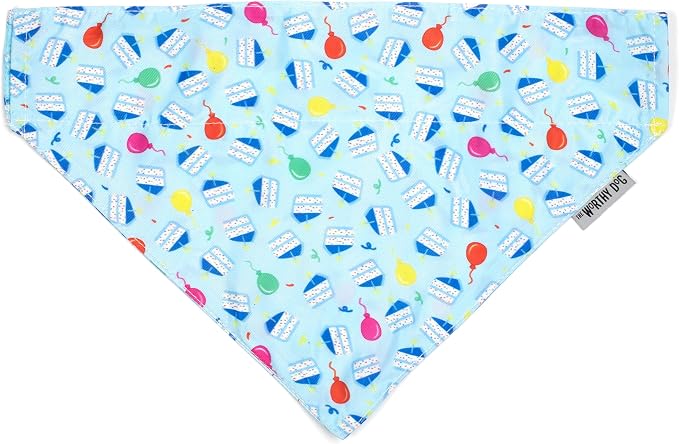 THE WORTHY DOG Slide-On Printed Bandana for Dogs & Cats, Birthday Boy