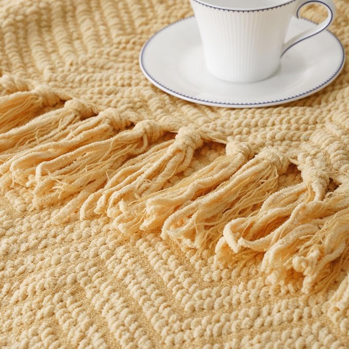BATTILO HOME Butter Yellow Throw Blanket for Couch, 50"x60" | Fall Throw Blanket for Autumn Halloween Decoration, Gold Throw Blankets for Bed Sofa