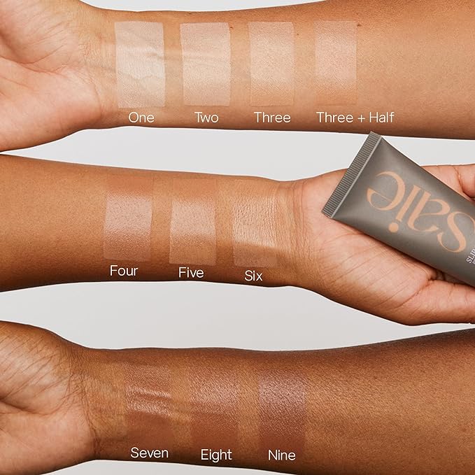 Saie Slip Tint Tinted Moisturizer with SPF 35 - Light Coverage, Glowy Skin Tint & Mineral Sunscreen for Face with Hydrating Hyaluronic Acid - Summer Makeup Essential - Shade One (1.35 oz)