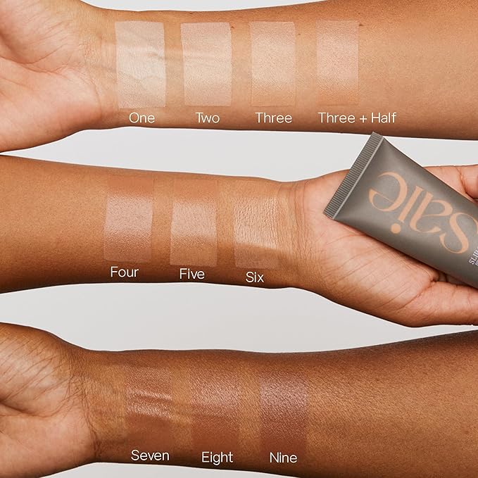 Saie Slip Tint Tinted Moisturizer with SPF 35 - Light Coverage, Glowy Skin Tint & Mineral Sunscreen for Face with Hydrating Hyaluronic Acid - Summer Makeup Essential - Shade Four (1.35 oz)