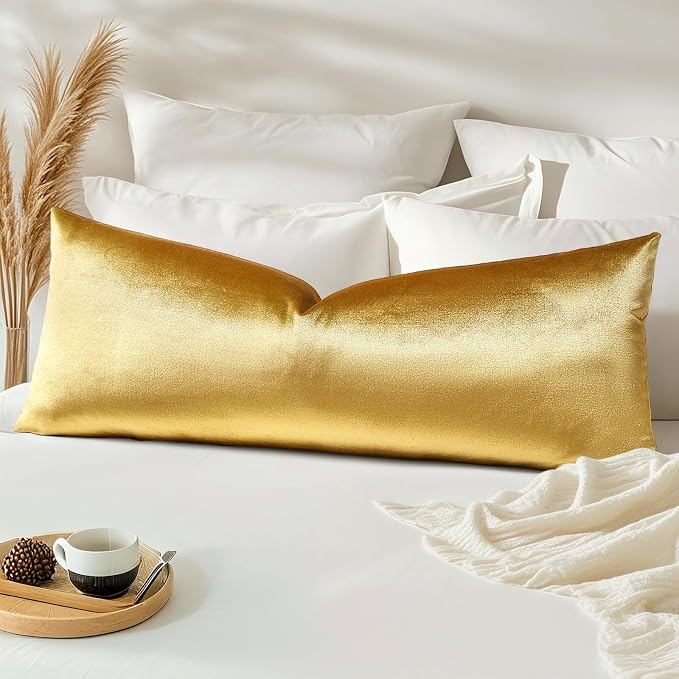 Artscope Luxury Velvet Pillow Covers Super Soft Decorative Rectangle Throw Pillow Covers Case Cushion Covers for Sofa Couch Bedroom Car Decor 14x36 Inch Shimmery Gold